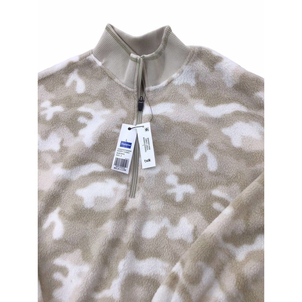 Zelos NWT 1/2 Zip Sherpa Ribbed Hem Pullover Size Large Ivory Camo - Picture 4 of 12
